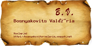 Bosnyakovits Valéria névjegykártya